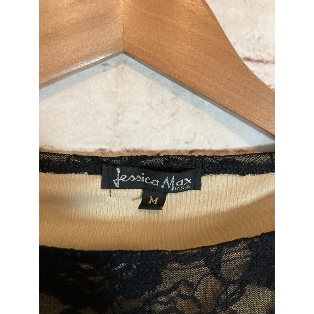 Jessica Max U.S.A. Top Womens Medium Black All Over Lace Fairy Whimsigoth Grunge - Picture 11 of 12